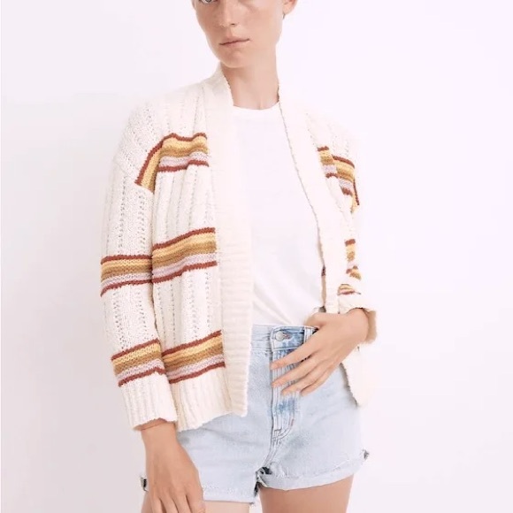 MADEWELL Striped Knitted Chenille Cardigan - Picture 5 of 7
